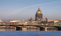 Classical view of Neva Rive and Isaakievskiy Cathedral, St. Petersburg